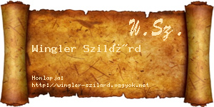 Wingler Szilárd névjegykártya